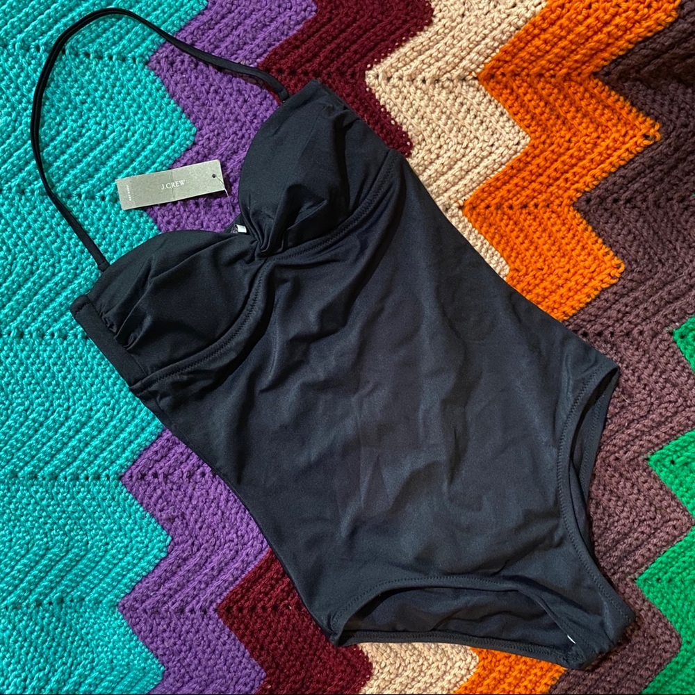 NWT J. Crew Twist Strapless One Piece Bathing Suit - Picture 1 of 3